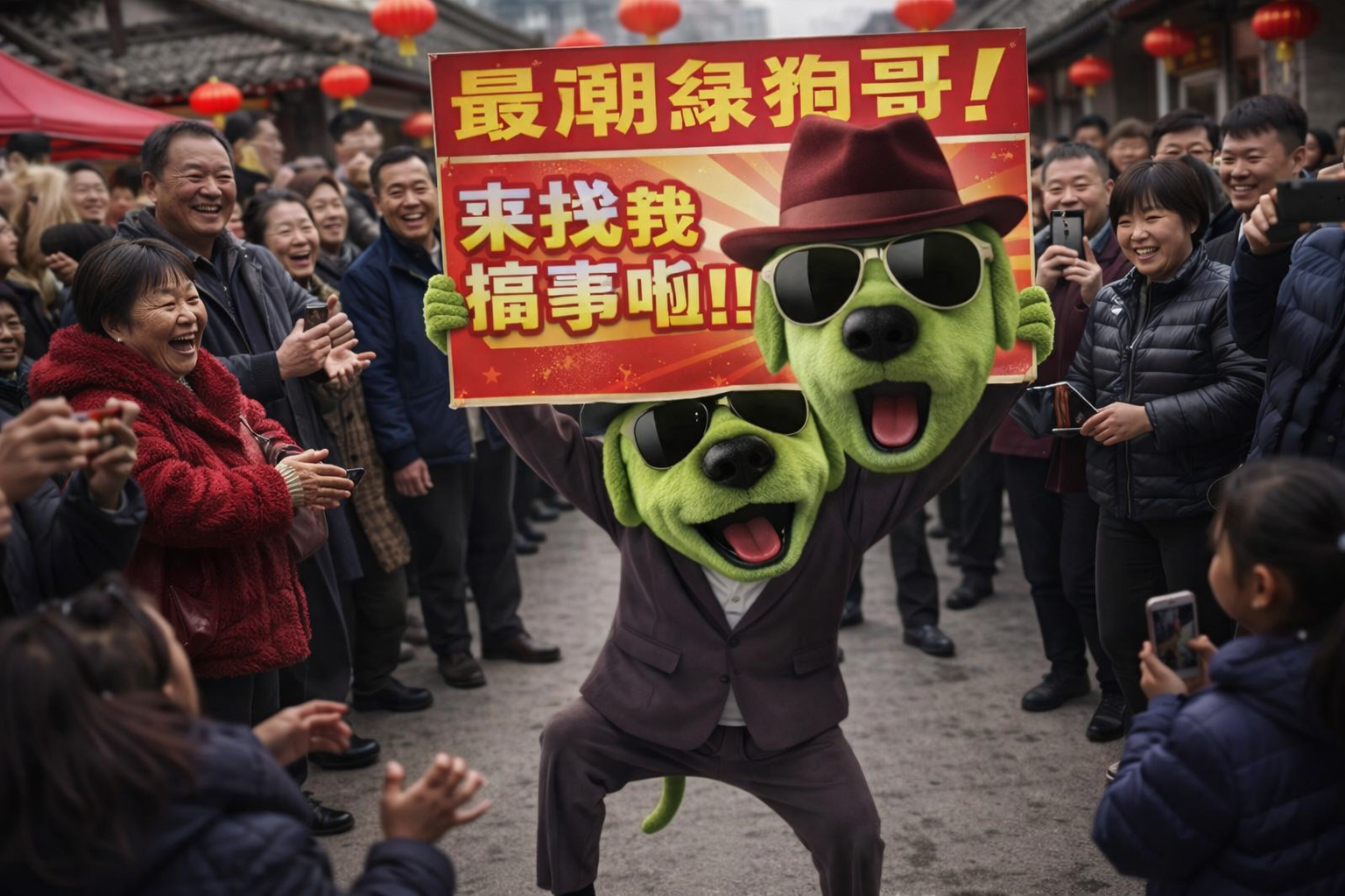 MyDog Jackson holding sign - propaganda style